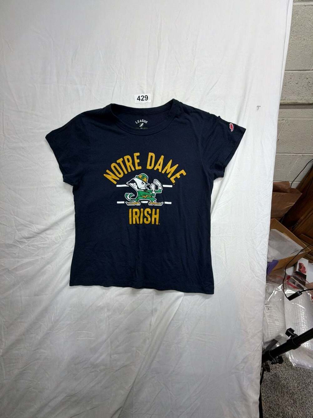 League Notre Dame Fighting Irish T-Shirt Size M Navy Blue Made From Recycled